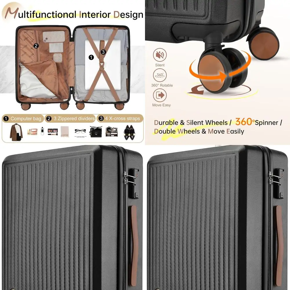 Компактный жесткий чемодан Spinner 20 с замком TSA, одобренный авиакомпанией для ручной клади (черный)
Компактный жесткий чемодан Spinner 20 с замком TSA, одобренный авиакомпанией для ручной клади (черный)