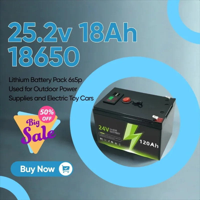 25.2v 18Ah 18650 Lithium Battery Pack 6s5p Used for Outdoor Power Supplies and Electric Toy Cars
25.2v 18Ah 18650 Lithium Battery Pack 6s5p Used for Outdoor Power Supplies and Electric Toy Cars