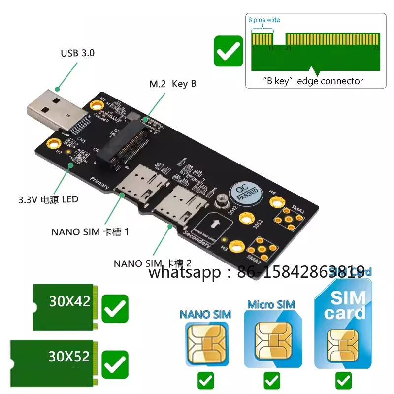 M.2 To USB3.0 with Dual SIM Card Slot, 3G/4G/5G/LTE Module To USB3.0RM500Q Development Board
M.2 To USB3.0 with Dual SIM Card Slot, 3G/4G/5G/LTE Module To USB3.0RM500Q Development Board