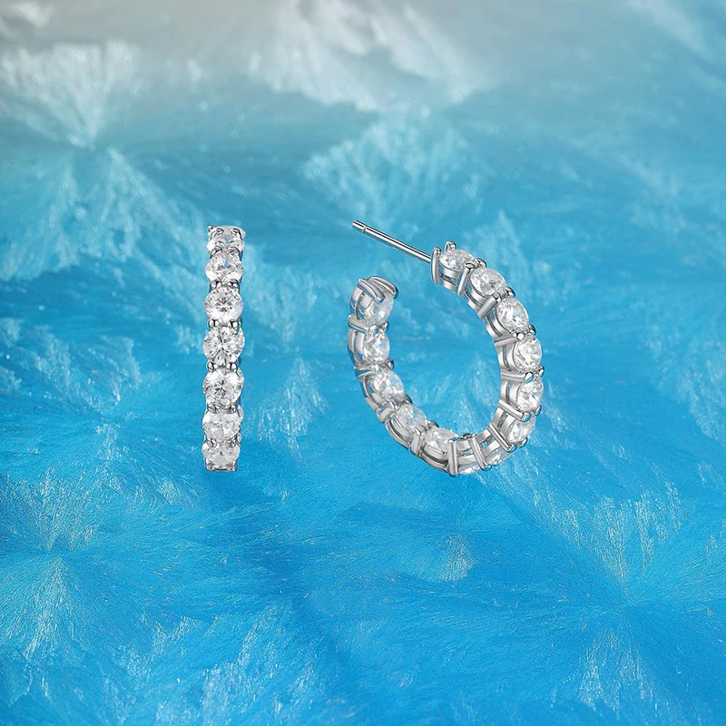Hot Brand New Pure 925 Sterling Silver Jewelry Hoop Round Earrings Luxury Design Wedding Fashion Party Silver Diamond Earrings
Hot Brand New Pure 925 Sterling Silver Jewelry Hoop Round Earrings Luxury Design Wedding Fashion Party Silver Diamond Earrings