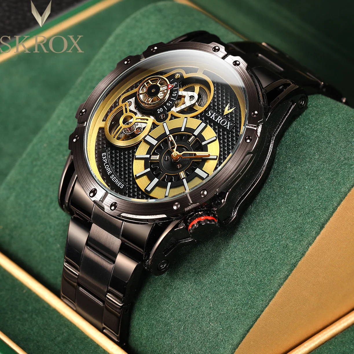 SKROX Big Size Stainless Steel Tourbillon Automatic Men's Watch Original Luxury Field Sports Diver Wristwatches Military Clock
SKROX Big Size Stainless Steel Tourbillon Automatic Men's Watch Original Luxury Field Sports Diver Wristwatches Military Clock