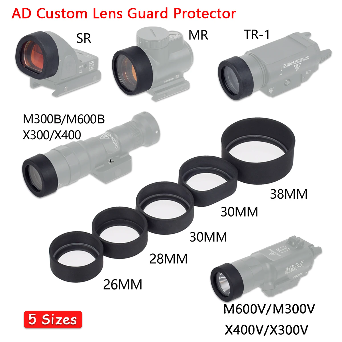 Tactical M300 M600 X300 X300V Protector MR SR T01/T02 Sight Hunting TR-1 Light LED Flashlight AD Lens Guard 26MM 28MM 30MM 38MM
Tactical M300 M600 X300 X300V Protector MR SR T01/T02 Sight Hunting TR-1 Light LED Flashlight AD Lens Guard 26MM 28MM 30MM 38MM