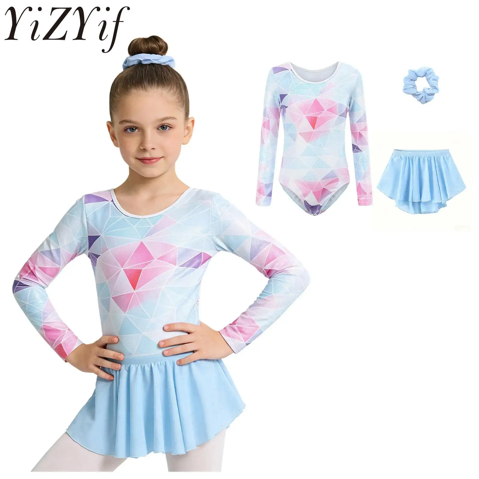 Kids Girls Ballet Gymnastics Dance Outfit Metallic Long Sleeve Printed Leotard with Sequined Skirt Championship Event Outfit
Kids Girls Ballet Gymnastics Dance Outfit Metallic Long Sleeve Printed Leotard with Sequined Skirt Championship Event Outfit