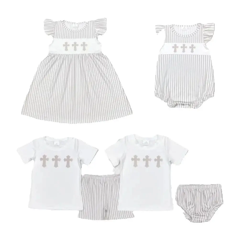 Baby kids clothing Sibling Grey Stripes Easter Cross Set Sibling Boys Baby Girls Matching Dresses Casual Spring Outfits for Kids
Baby kids clothing Sibling Grey Stripes Easter Cross Set Sibling Boys Baby Girls Matching Dresses Casual Spring Outfits for Kids