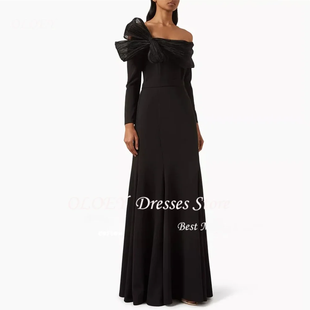 OLOEY Black Long Sleeves Evening Dresses A Line Bow Embellishment Prom Gowns Off Shoulder Cocktail Celebrity Dresses Customized
OLOEY Black Long Sleeves Evening Dresses A Line Bow Embellishment Prom Gowns Off Shoulder Cocktail Celebrity Dresses Customized