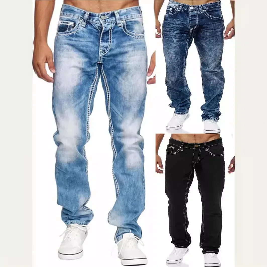 Straight Pants Men Jeans Mid Waist Strecth Washed Distressed Pockets 2025 Vintage Denims Streetwear Ankle Length Trousers
Straight Pants Men Jeans Mid Waist Strecth Washed Distressed Pockets 2025 Vintage Denims Streetwear Ankle Length Trousers