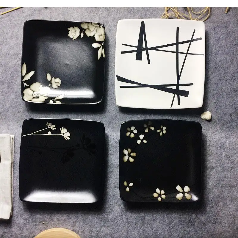 Hand Painted Ceramic Plate, Black and White Square Household Kitchen Decorative Tableware, Cake, Dessert Plate
Hand Painted Ceramic Plate, Black and White Square Household Kitchen Decorative Tableware, Cake, Dessert Plate