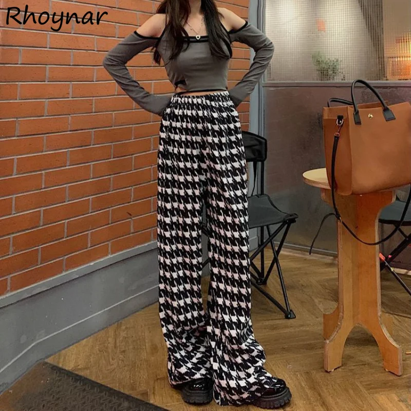Casual Pants Women Korean Style Houndstooth Folds Trousers Loose Wide Leg All-match Simple Fashion Trendy Streetwear High Waist
Casual Pants Women Korean Style Houndstooth Folds Trousers Loose Wide Leg All-match Simple Fashion Trendy Streetwear High Waist