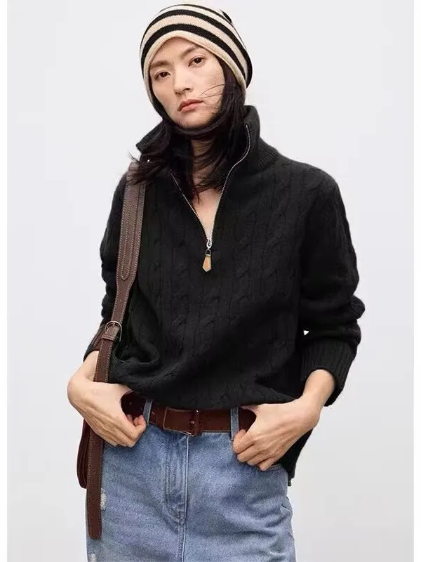 Autumn and winter cashmere small round neck Joker retro rolled lantern sleeve knitted sweater
Autumn and winter cashmere small round neck Joker retro rolled lantern sleeve knitted sweater