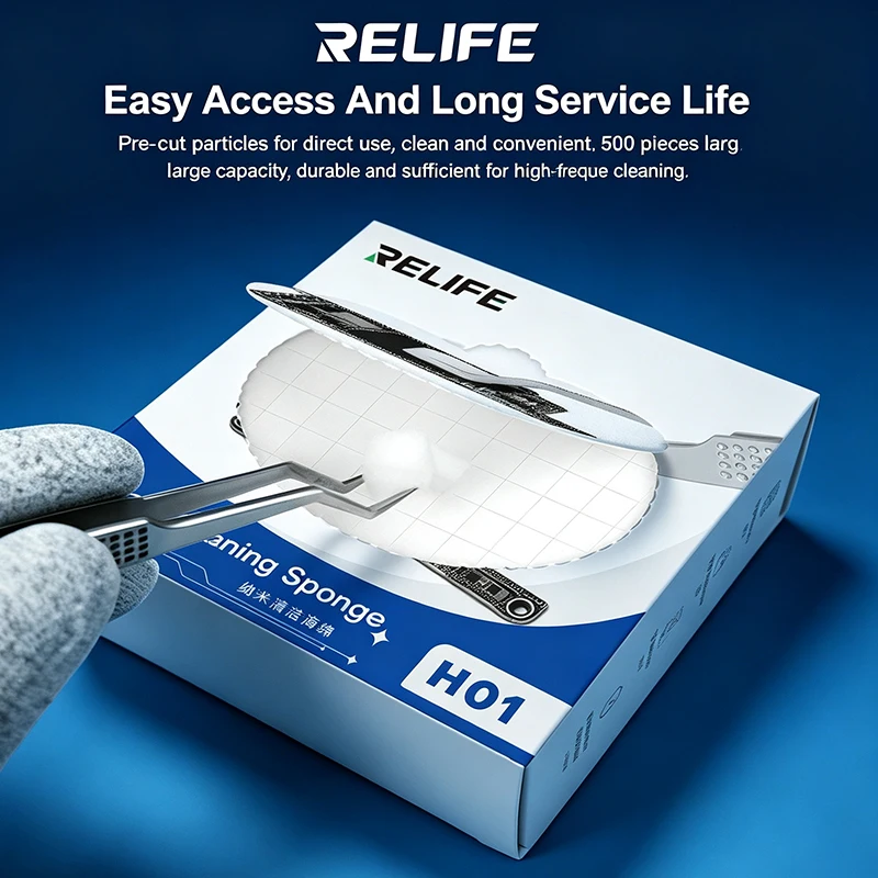 RELIFE HO1 Nano Cleaning Sponge 500Pcs/Box High Density No Lint for Phone Motherboard Precision Electronic Component Cleaning
RELIFE HO1 Nano Cleaning Sponge 500Pcs/Box High Density No Lint for Phone Motherboard Precision Electronic Component Cleaning