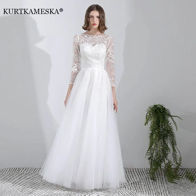 French Luxury White Mesh Wedding Dresses for Bride Women Elegant Sexy O-neck Long Sleeves Prom Party Evening Dress vestidos
French Luxury White Mesh Wedding Dresses for Bride Women Elegant Sexy O-neck Long Sleeves Prom Party Evening Dress vestidos