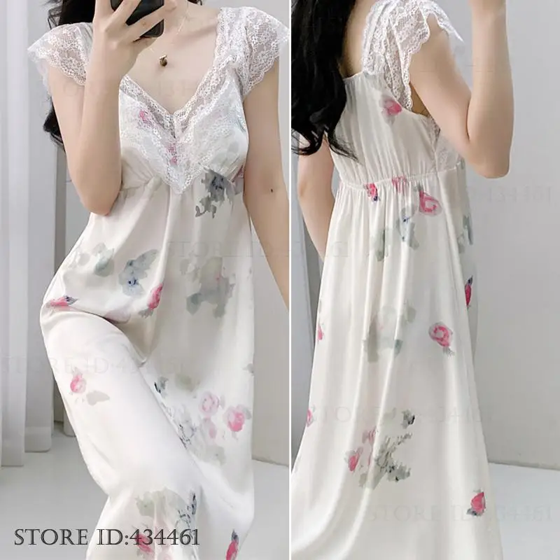 Female Long Nightgown Retro Palace Style Princess Nightdress Sleepwear Spring Summer Silk Satin Nightwear Home Dressing Gown
Female Long Nightgown Retro Palace Style Princess Nightdress Sleepwear Spring Summer Silk Satin Nightwear Home Dressing Gown