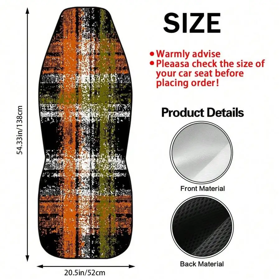 Car Front Seat Cover Distressed Orange Plaid Decorative Interior Accessory For Adult Drivers
Car Front Seat Cover Distressed Orange Plaid Decorative Interior Accessory For Adult Drivers
