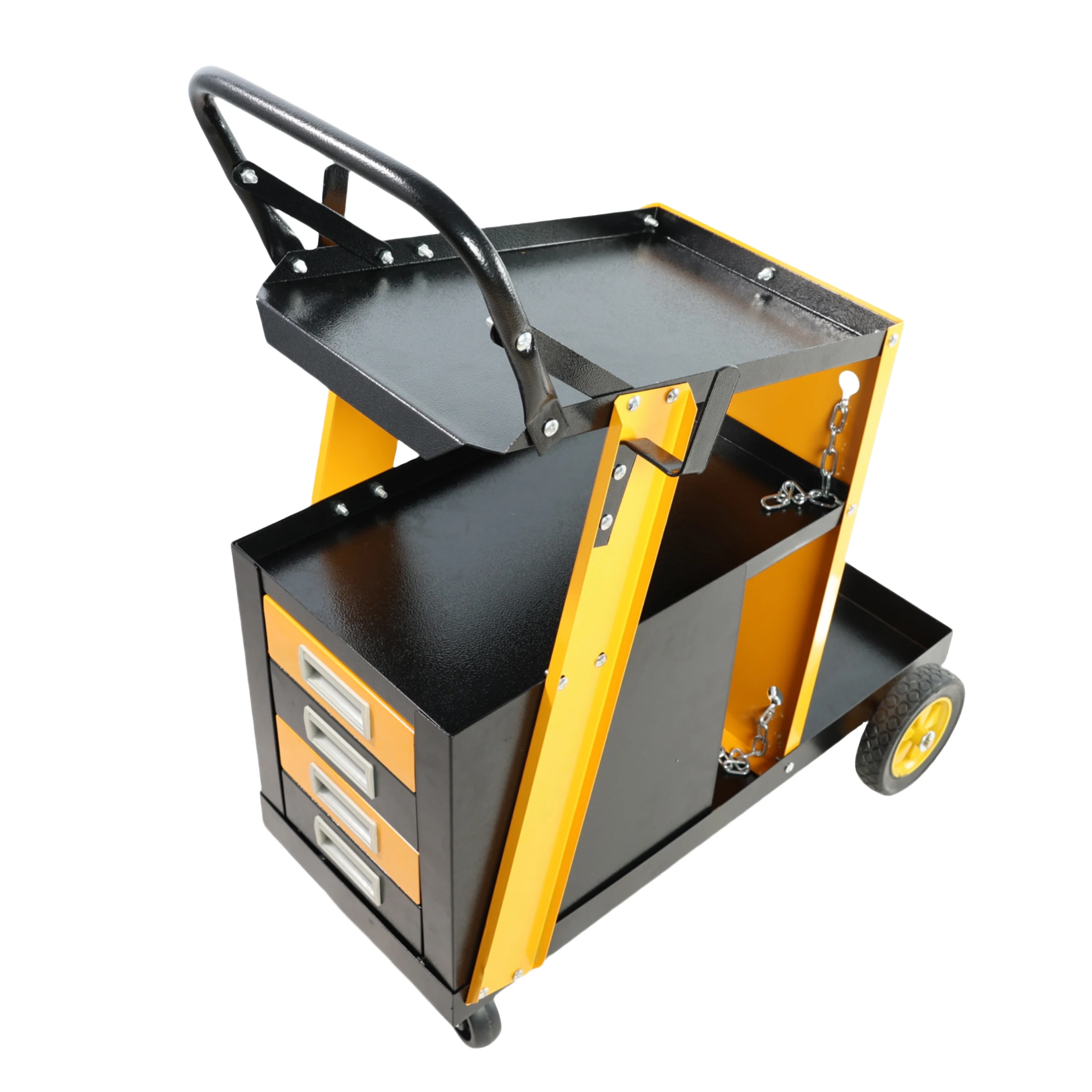 Multi-function welder trolley, MIG TIG ARC plasma cutter storage tank with 2 safety chains, portable 4-drawer chest
Multi-function welder trolley, MIG TIG ARC plasma cutter storage tank with 2 safety chains, portable 4-drawer chest