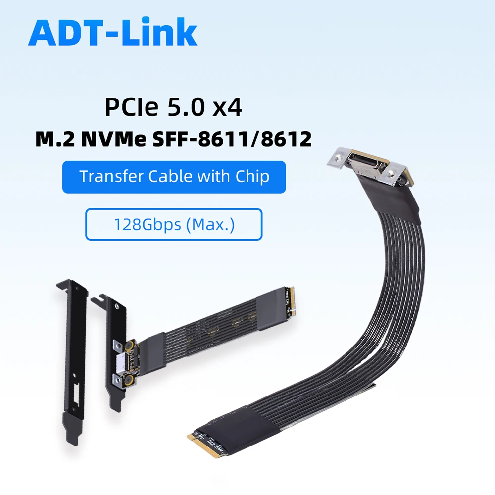 ADT PCIE 5.0 X4 M.2 NVMe To OCuLink Riser Cable SFF-8611 SFF-8612 Adapter Gen5 128Gbps for Graphics Card External GPU Dock eGPU
ADT PCIE 5.0 X4 M.2 NVMe To OCuLink Riser Cable SFF-8611 SFF-8612 Adapter Gen5 128Gbps for Graphics Card External GPU Dock eGPU