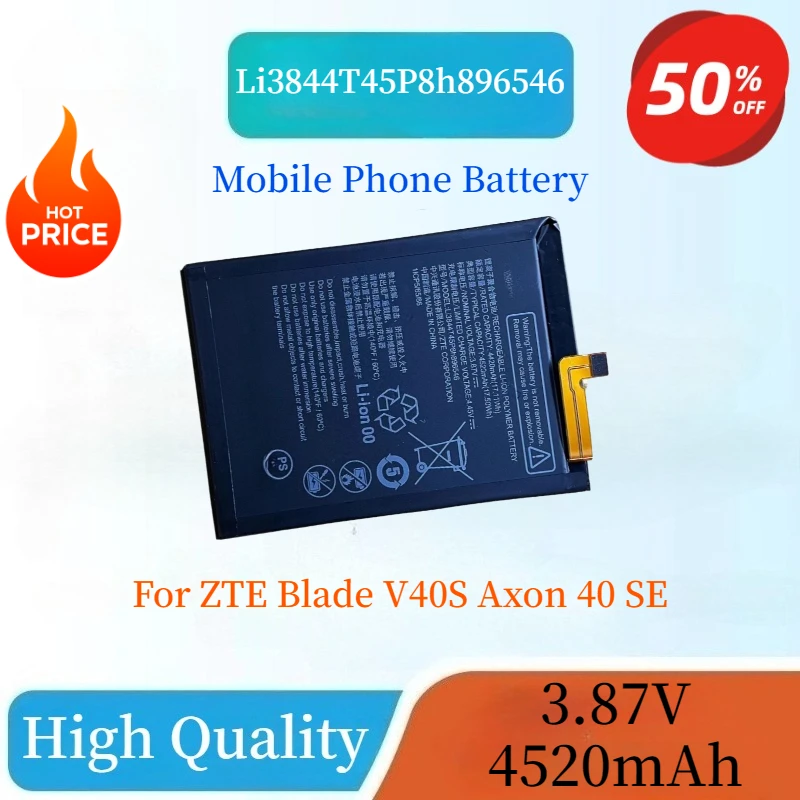 Brand New 3.87V 4520mAh Li3844T45P8h896546 Replaceable Mobile Phone Battery For ZTE Blade V40S Axon 40 SE Mobile Phone+Tools
Brand New 3.87V 4520mAh Li3844T45P8h896546 Replaceable Mobile Phone Battery For ZTE Blade V40S Axon 40 SE Mobile Phone+Tools