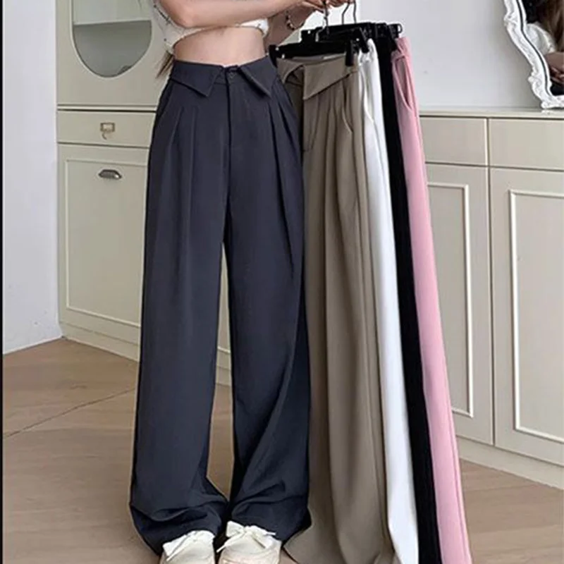 Draped Suit Pants Women High Waist Slim Straight Solid Chic Trousers Fashion Casual Office Lady Commuter Wide Leg Pants
Draped Suit Pants Women High Waist Slim Straight Solid Chic Trousers Fashion Casual Office Lady Commuter Wide Leg Pants