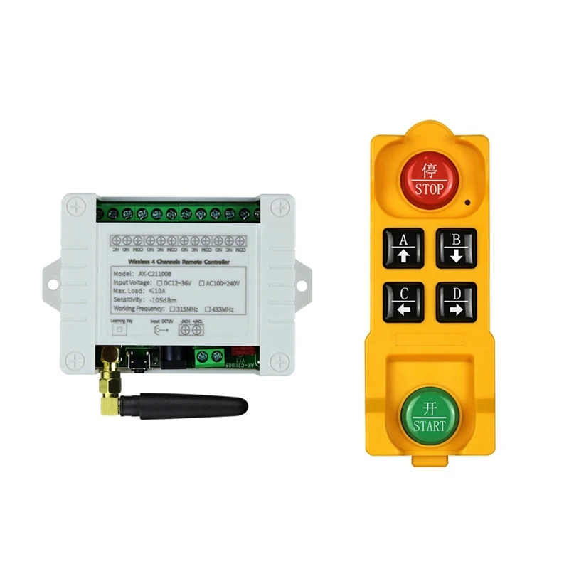 DC12V 24V 36V 4CH Wireless Remote Control Radio RF Waterproof Transmitter 433Mhz Receiver
DC12V 24V 36V 4CH Wireless Remote Control Radio RF Waterproof Transmitter 433Mhz Receiver