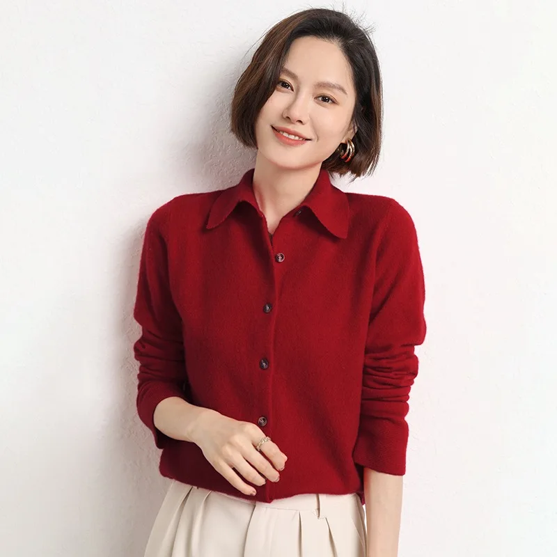 Temperament Turn-Down Collar Cardigans Women Fashion Single-Breasted Slimming Knitted Sweaters Office Lady Commute Simple Tops
Temperament Turn-Down Collar Cardigans Women Fashion Single-Breasted Slimming Knitted Sweaters Office Lady Commute Simple Tops