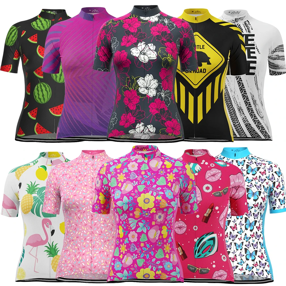 Pink Floral Cycling Short Sleeve Bicycle Top Shirts Slim Fit Breathable Biking Riding Clothes for Women with Rear 3 Pockets
Pink Floral Cycling Short Sleeve Bicycle Top Shirts Slim Fit Breathable Biking Riding Clothes for Women with Rear 3 Pockets