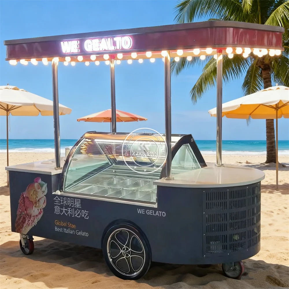 Stainless Steel Ice Cream Cart Freezer Fully Catering Equipped Outdoor Street Ice Cream Vending Cart with Umbrella
Stainless Steel Ice Cream Cart Freezer Fully Catering Equipped Outdoor Street Ice Cream Vending Cart with Umbrella