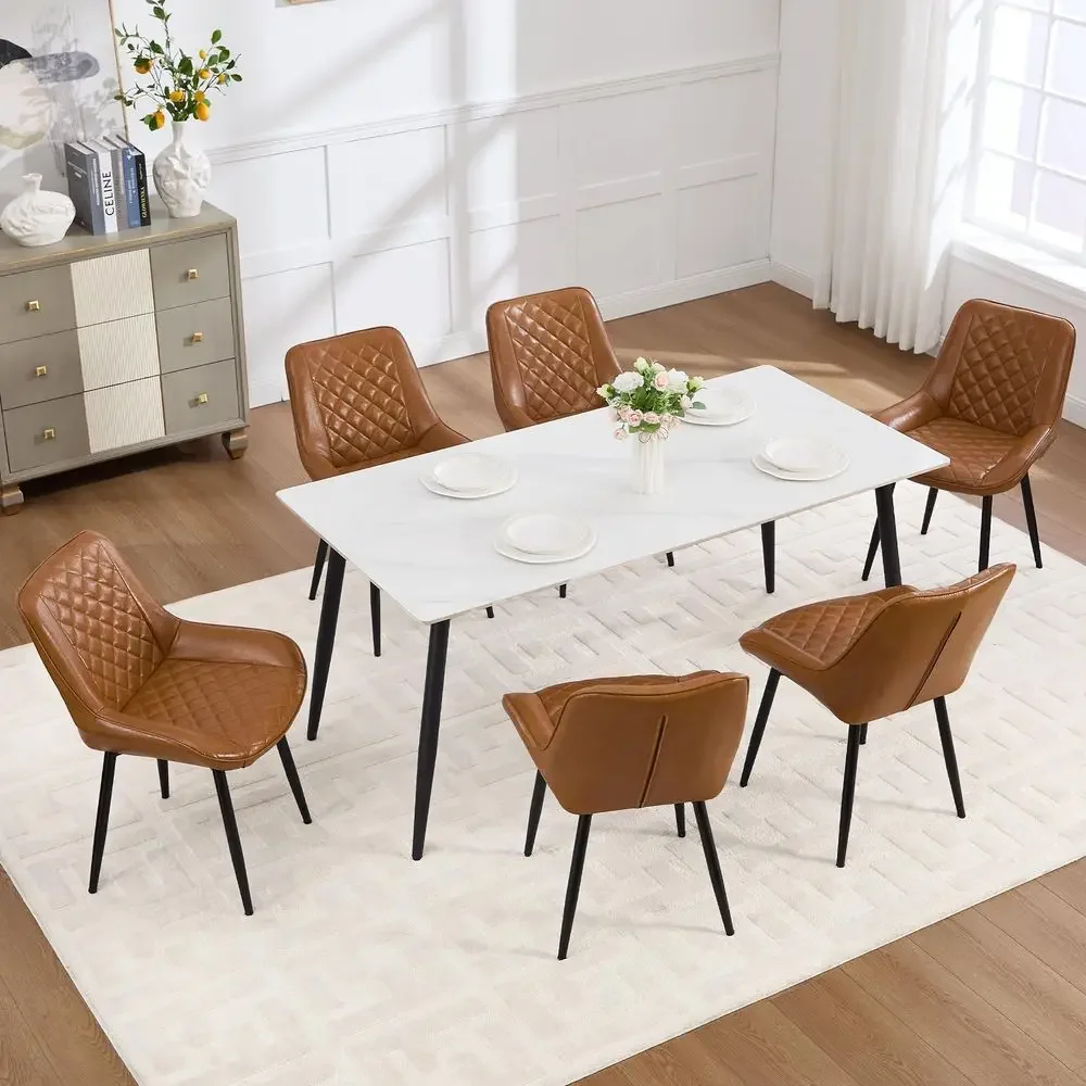 Chair Set of 6, Modern Dining Chairs with Thick Cushions, Faux Leather Upholstered Kitchen Dining Room Chairs with Metal Adjust
Chair Set of 6, Modern Dining Chairs with Thick Cushions, Faux Leather Upholstered Kitchen Dining Room Chairs with Metal Adjust