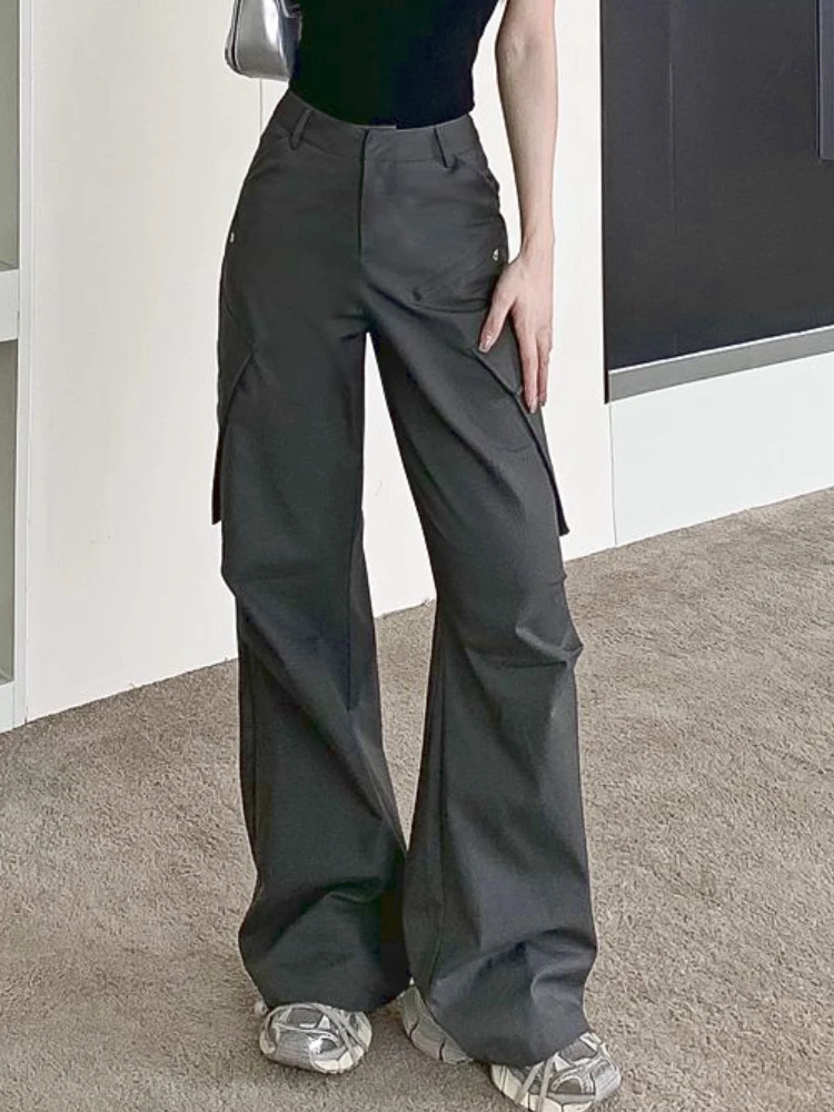 Summer High Street Cargo Pants Women Grey Pockets Vintage Fashion Baggy Pants Female High Waist Casual Designer Pants 2023 New
Summer High Street Cargo Pants Women Grey Pockets Vintage Fashion Baggy Pants Female High Waist Casual Designer Pants 2023 New