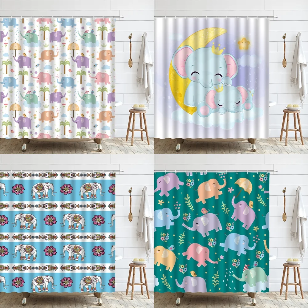 Cartoon Elephant Shower Curtain For Kids Girl Bathroom Decor Cute Animal Polyester Fabric Bath Curtains Bathtub Screen with Hook
Cartoon Elephant Shower Curtain For Kids Girl Bathroom Decor Cute Animal Polyester Fabric Bath Curtains Bathtub Screen with Hook