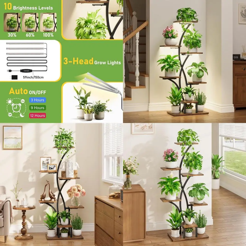 Металлическая подставка для растений с 7 ярусами и светильниками для роста, высота 47 дюймов, подходит для нескольких растений, идеально подходит для гостиной и патио
Металлическая подставка для растений с 7 ярусами и светильниками для роста, высота 47 дюймов, подходит для нескольких растений, идеально подходит для гостиной и патио