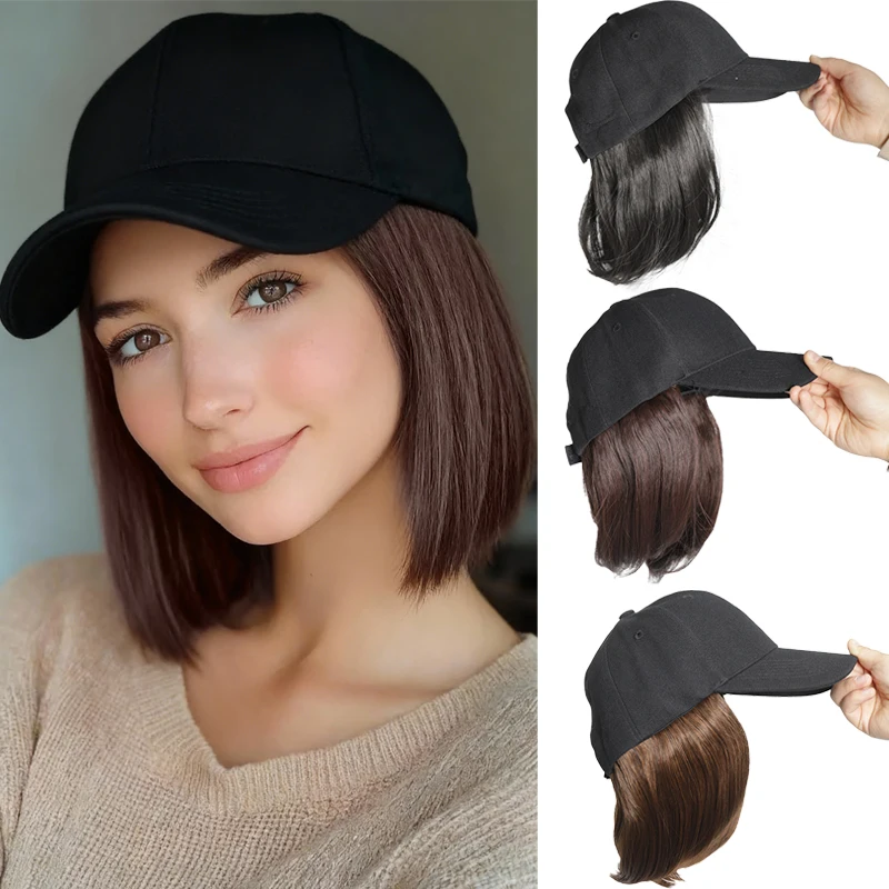 Synthetic Bob Hair Hat Wig Short straight Hair Extensions with Black Baseball Hat Adjustable Hat for Women Daily Use Hairpiece
Synthetic Bob Hair Hat Wig Short straight Hair Extensions with Black Baseball Hat Adjustable Hat for Women Daily Use Hairpiece