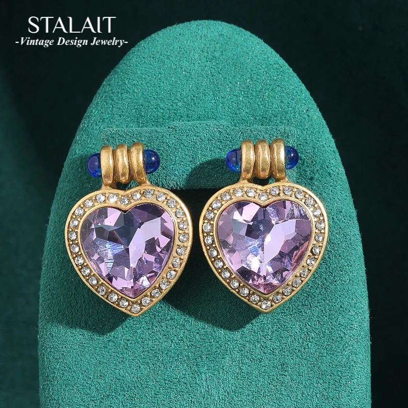 Vintage Purple Heart Earrings Crystal Stud Luxury Designer Woman Rhinestones Wedding Gold Color High Quality Jewelry 2026 New
Vintage Purple Heart Earrings Crystal Stud Luxury Designer Woman Rhinestones Wedding Gold Color High Quality Jewelry 2026 New