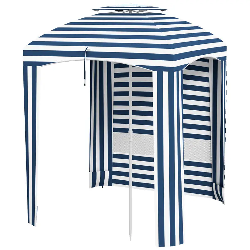 Outsunny 5.8' x 5.8' Cabana Umbrella for Travel, Walls, Vents, Ruffles, Carry Bag, Beach Umbrella, Blue & White Stripe
Outsunny 5.8' x 5.8' Cabana Umbrella for Travel, Walls, Vents, Ruffles, Carry Bag, Beach Umbrella, Blue & White Stripe