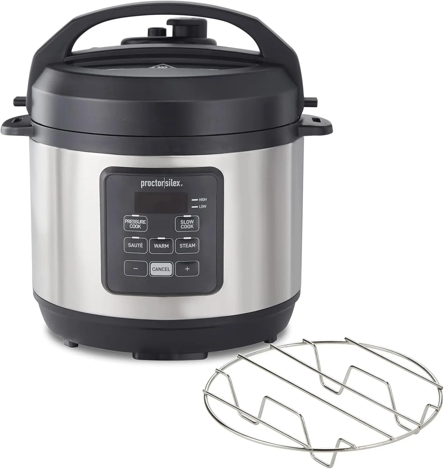 4-in-1 Electric Pressure Cooker, 3 Quart Multi-Function with Slow Cook, Steam, Sauté, Rice, Stainless Steel
4-in-1 Electric Pressure Cooker, 3 Quart Multi-Function with Slow Cook, Steam, Sauté, Rice, Stainless Steel
