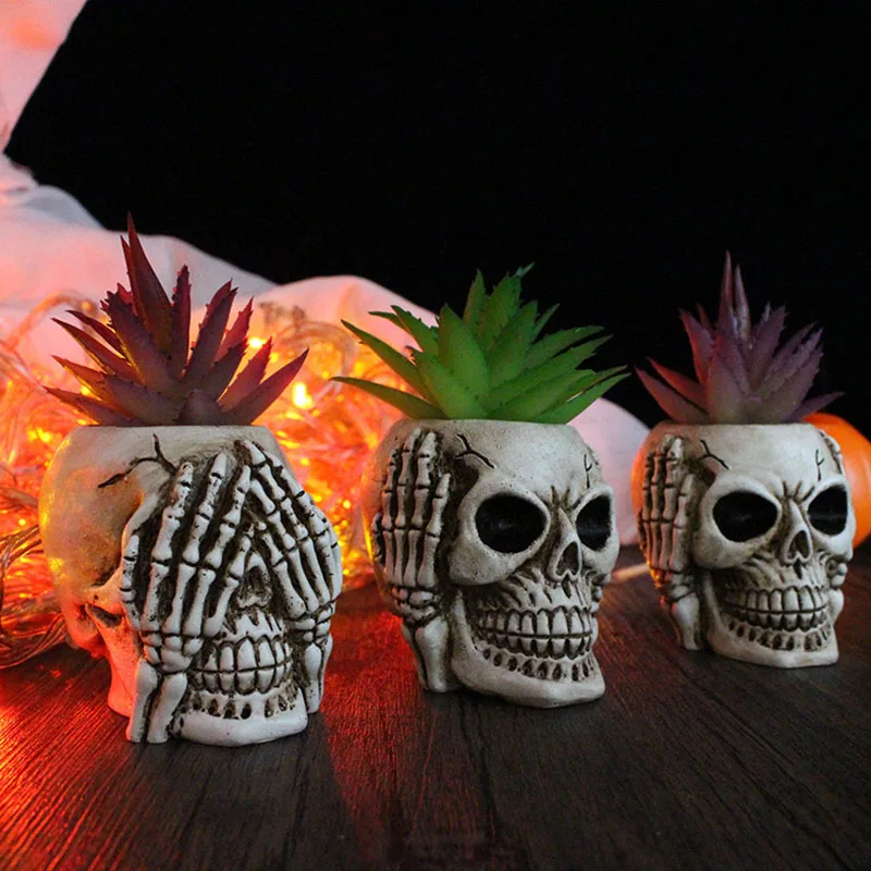 Skull Creative Baubles Flower Pot Garden Resin Crafts Don't Listen Don't Look Don't Say Holiday Decoration Decorative Figurines
Skull Creative Baubles Flower Pot Garden Resin Crafts Don't Listen Don't Look Don't Say Holiday Decoration Decorative Figurines