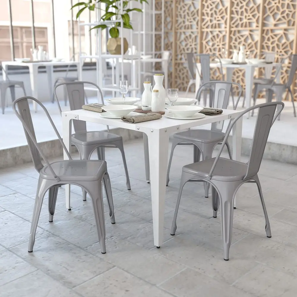 4 Pack Silver Metal IndoorOutdoor Stackable Chair Restaurant Bistro Chair
4 Pack Silver Metal IndoorOutdoor Stackable Chair Restaurant Bistro Chair