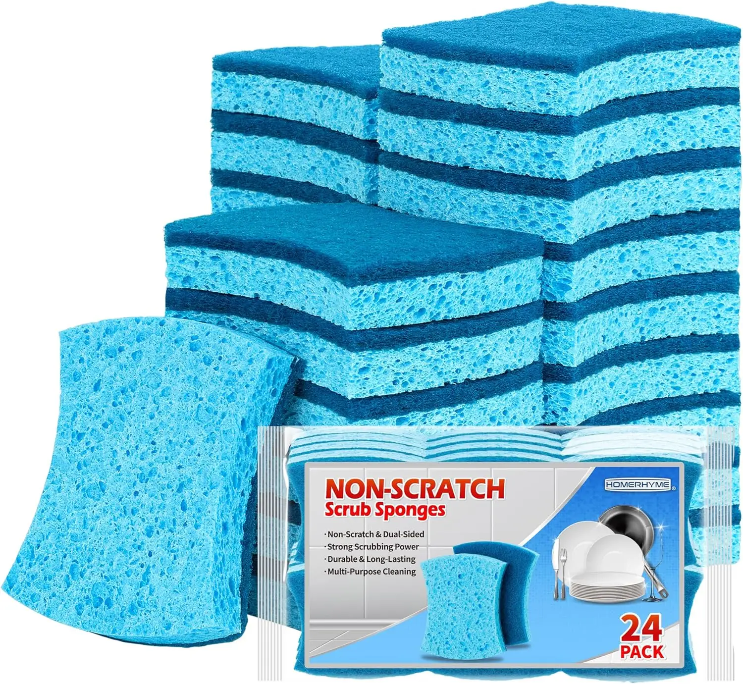 24 Pack Non-Scratch Cellulose Sponges, Double-Sided, Ergonomic for Dishes & Cookware
24 Pack Non-Scratch Cellulose Sponges, Double-Sided, Ergonomic for Dishes & Cookware