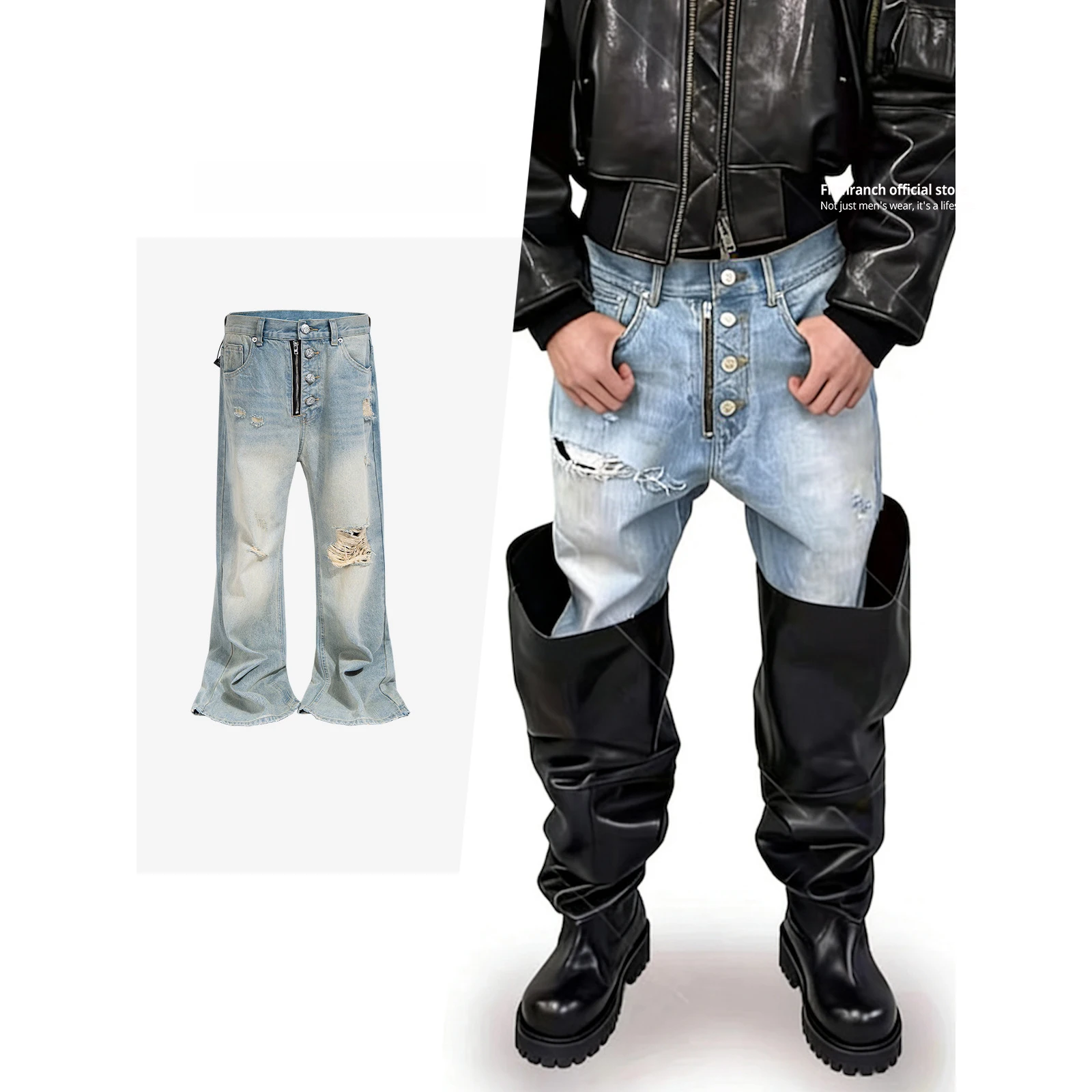 Firmranch Metal Button Bootcut Wide Leg Jeans for Men & Women, Washed Distressed Full Length Trendy Pants with Multiple Sizes
Firmranch Metal Button Bootcut Wide Leg Jeans for Men & Women, Washed Distressed Full Length Trendy Pants with Multiple Sizes