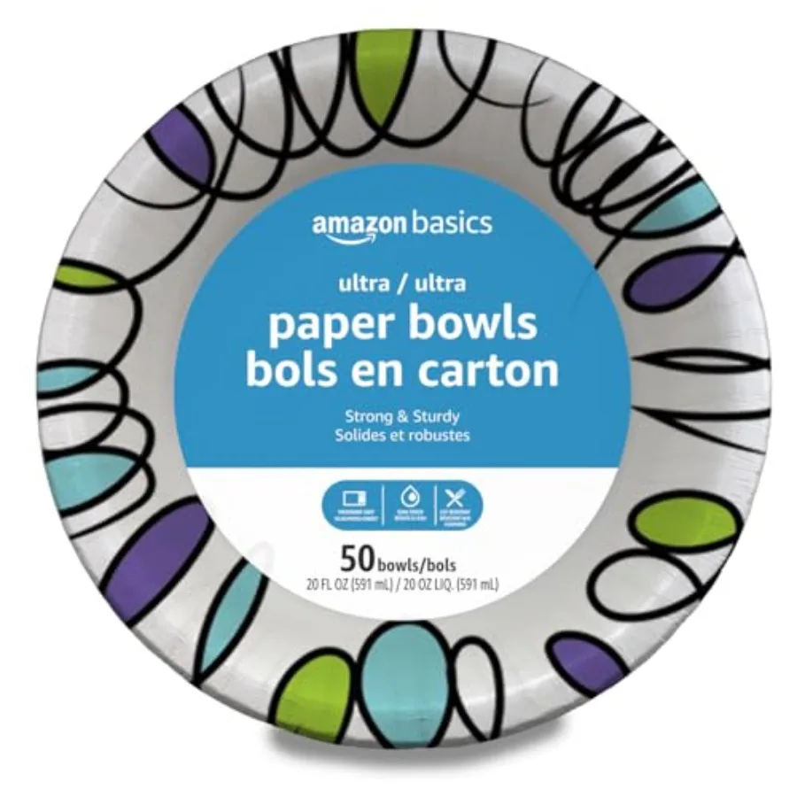 Ultra Disposable Paper Bowls, 20 Oz, Microwave Safe, Soak Proof, Strong and Sturdy, White
Ultra Disposable Paper Bowls, 20 Oz, Microwave Safe, Soak Proof, Strong and Sturdy, White