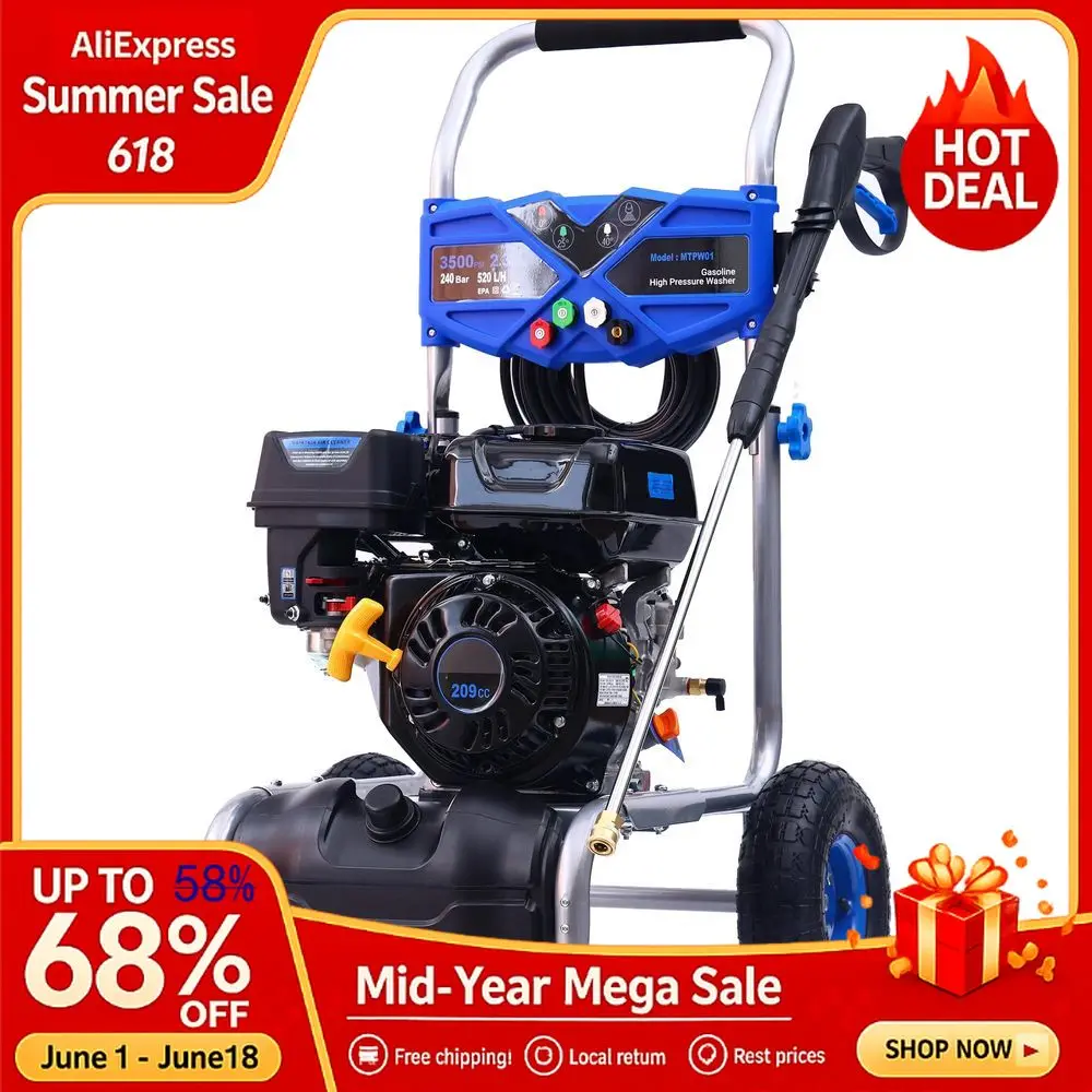 Washer Gas Powered 3500 PSI 2.3 GPM, 209CC Engine Gas Pressure Washer with 25FT Hose amp 4 QuickConnect MultiAngle Nozzle,Custom
Washer Gas Powered 3500 PSI 2.3 GPM, 209CC Engine Gas Pressure Washer with 25FT Hose amp 4 QuickConnect MultiAngle Nozzle,Custom