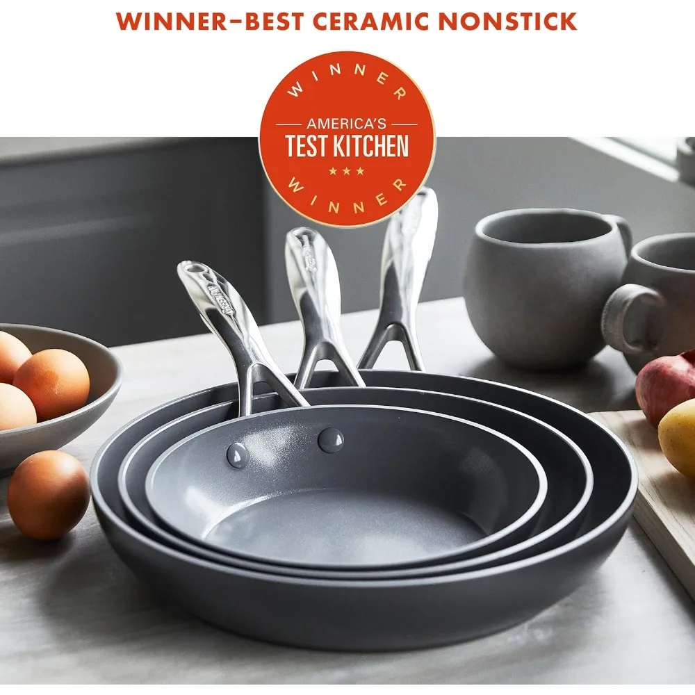 Hard Anodized 3 Piece Fry Pan Skillet Set, Ceramic Nonstick 8" 9.5" and 11" Induction Suitable Frying Pans, PFAS-Free Cookware
Hard Anodized 3 Piece Fry Pan Skillet Set, Ceramic Nonstick 8" 9.5" and 11" Induction Suitable Frying Pans, PFAS-Free Cookware