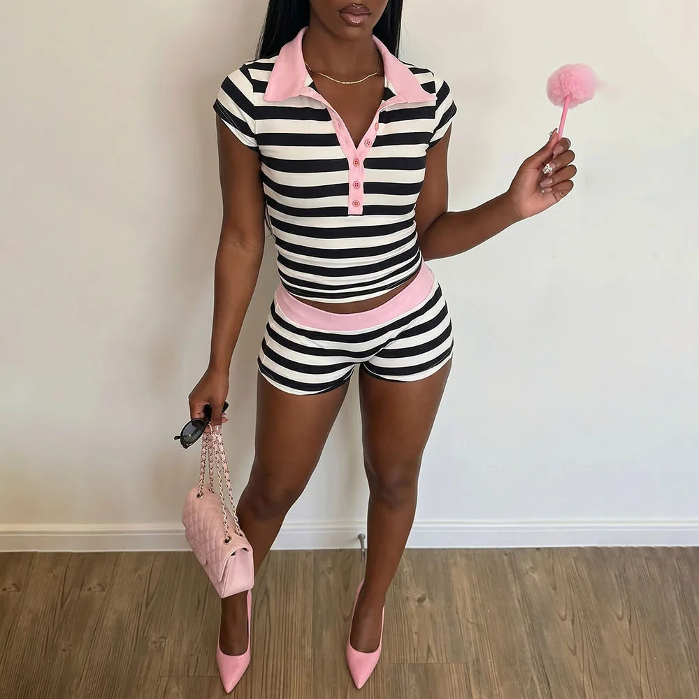 New Polo Shirt Contrast Color Design Short Sleeve Shorts 2PCS Set Summer Hollow Knitted Casual Style Women Matching Outfit
New Polo Shirt Contrast Color Design Short Sleeve Shorts 2PCS Set Summer Hollow Knitted Casual Style Women Matching Outfit