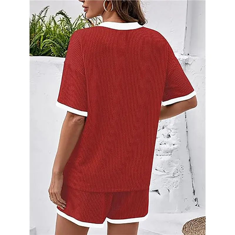 CYL-Women 2 Piece Shorts Set Casual Summer Outfits Ribbed Loose Short Sleeve Matching Lounge Sets
CYL-Women 2 Piece Shorts Set Casual Summer Outfits Ribbed Loose Short Sleeve Matching Lounge Sets