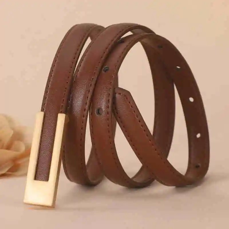 Women Real Leather Belt Vintage Thin Waist band gold metal Buckle Dress Coat Jeans Decor Waist Strap
Women Real Leather Belt Vintage Thin Waist band gold metal Buckle Dress Coat Jeans Decor Waist Strap