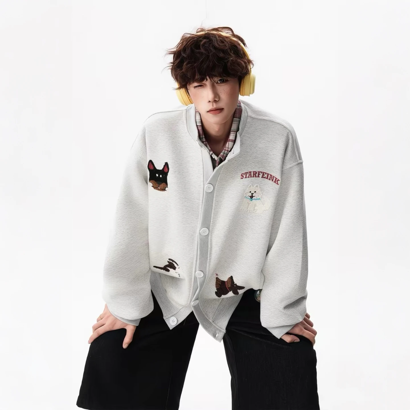American Style Fun Dog Towel Embroidered Open Cardigan Sweatshirt Men Spring Trendy Loose Lazy Style Couple Jacket Baseball U...
American Style Fun Dog Towel Embroidered Open Cardigan Sweatshirt Men Spring Trendy Loose Lazy Style Couple Jacket Baseball U...