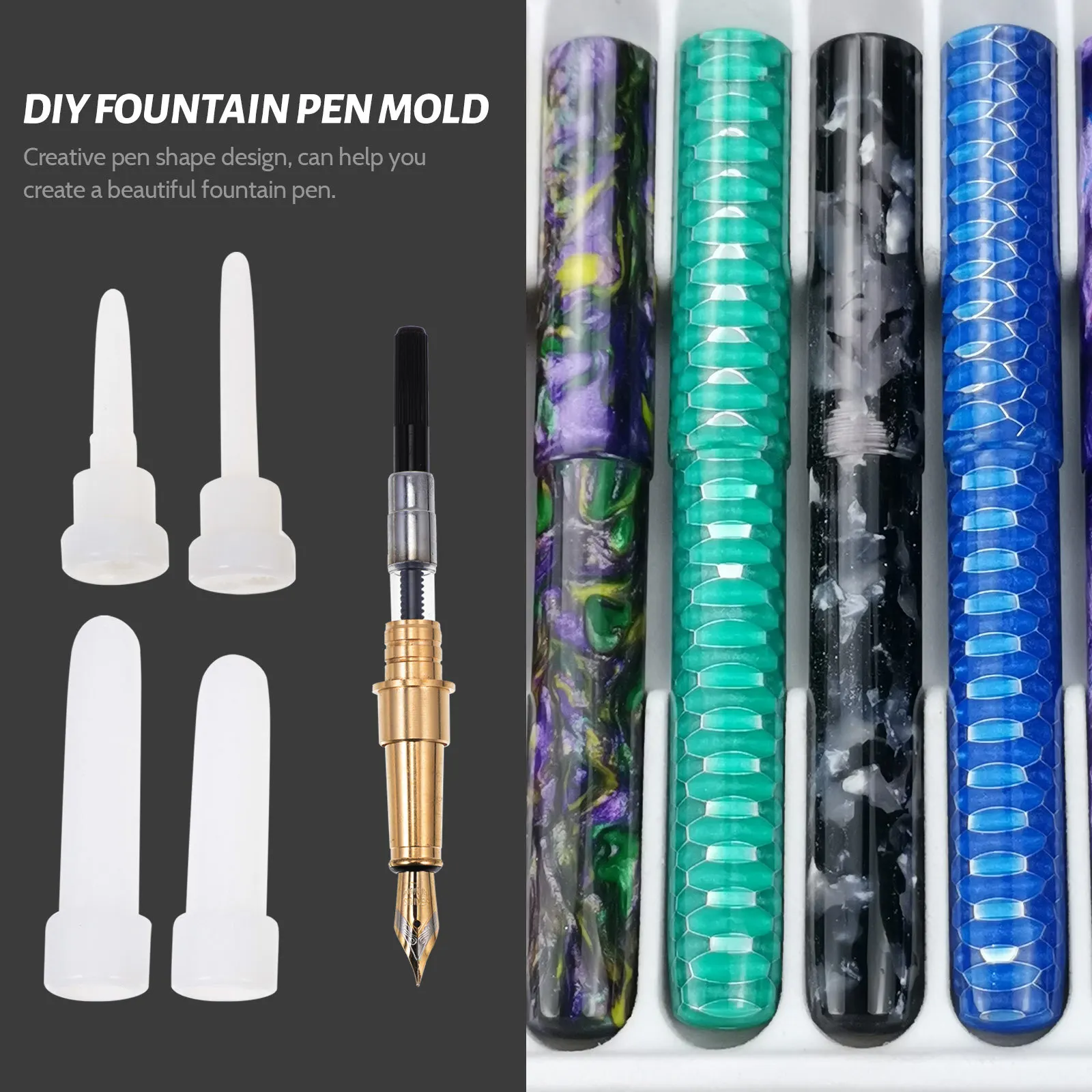 1Set Multi-Purpose Pen Shaped Mold Silicone Flexible DIY Mold for Fountain Pen Casting Craft Project with Ink Absorption Design
1Set Multi-Purpose Pen Shaped Mold Silicone Flexible DIY Mold for Fountain Pen Casting Craft Project with Ink Absorption Design