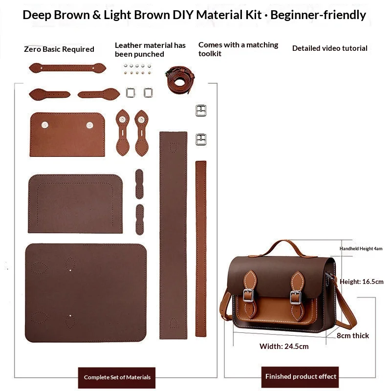 PU Leather DIY Material Bag Hand-stitched Cambridge Messenger Bag DIY Self-made Women Bag
PU Leather DIY Material Bag Hand-stitched Cambridge Messenger Bag DIY Self-made Women Bag