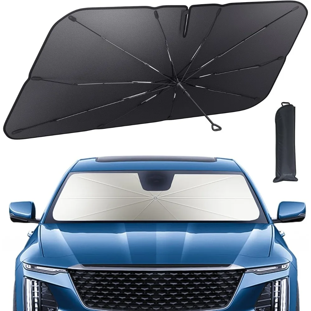 Car Windshield Sunshade Umbrella – 5-Layer UV Block, 10-Rib Fiberglass Frame for Heat Insulation, 57"x33" Front Window Interior
Car Windshield Sunshade Umbrella – 5-Layer UV Block, 10-Rib Fiberglass Frame for Heat Insulation, 57"x33" Front Window Interior