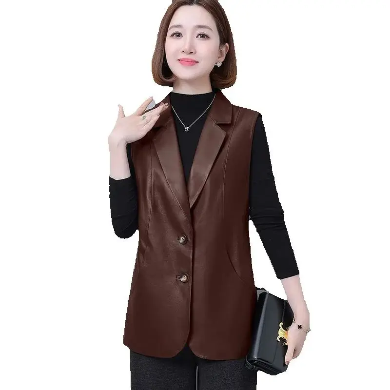 Leather Vests Women Slim Fit Mid Long Casual PU Leather Vest Female 2025New Fashion Sleeveless Waistcoat black Jacket Women Coat
Leather Vests Women Slim Fit Mid Long Casual PU Leather Vest Female 2025New Fashion Sleeveless Waistcoat black Jacket Women Coat
