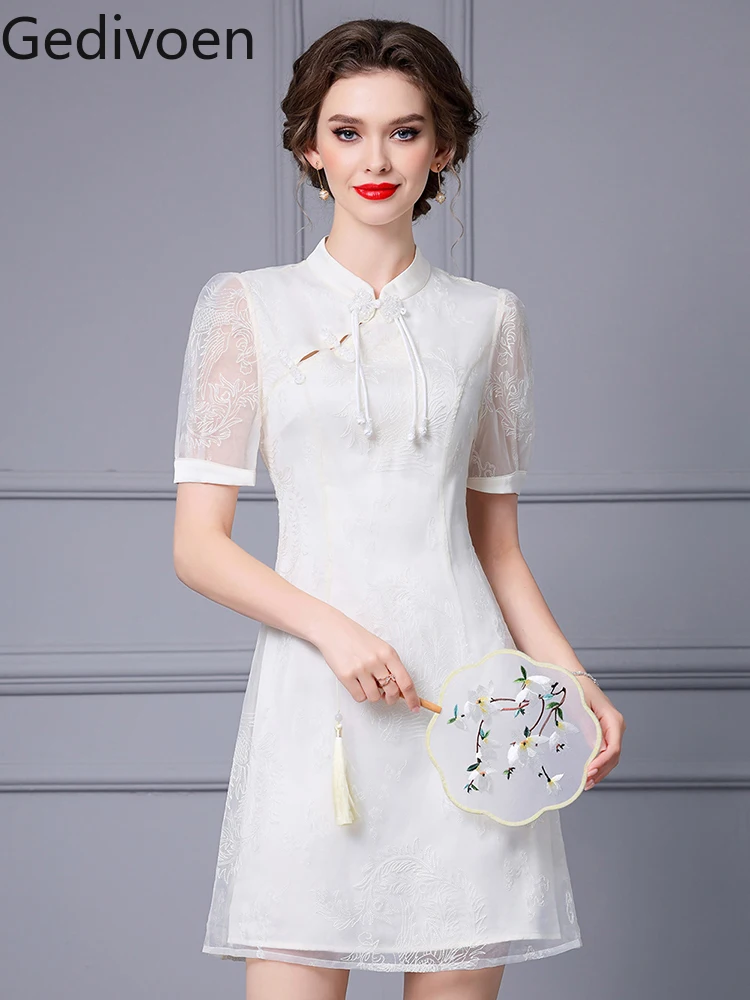 Gedivoen Fashion Designe Summer Women's Mini Dresses Stand Collar Printing Floral Empire Slim Office Lady Style A-LINE Dress
Gedivoen Fashion Designe Summer Women's Mini Dresses Stand Collar Printing Floral Empire Slim Office Lady Style A-LINE Dress