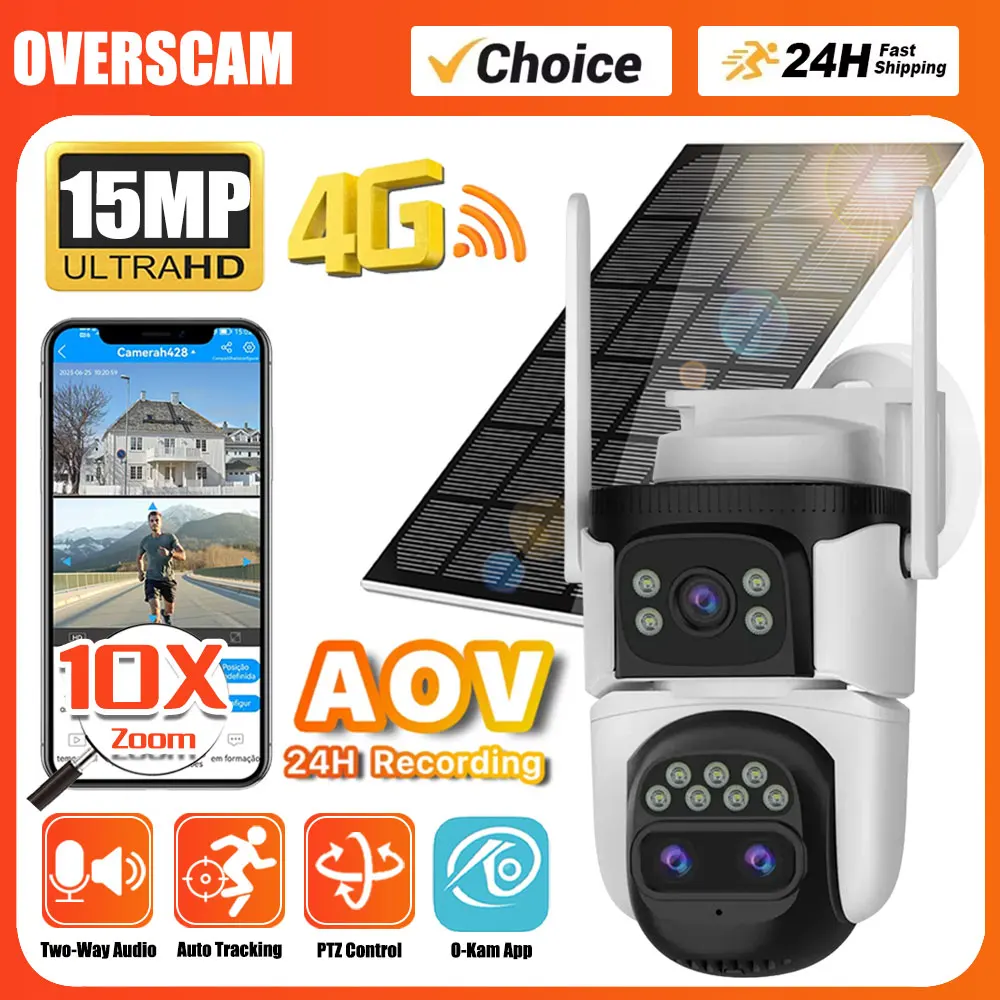 AOV Auto Tracking 4G Solar Security HD IP66 Waterproof Outdoor Cam with Wide Angle Night Vision 10X Zoom 15MP Three Lens Camera
AOV Auto Tracking 4G Solar Security HD IP66 Waterproof Outdoor Cam with Wide Angle Night Vision 10X Zoom 15MP Three Lens Camera